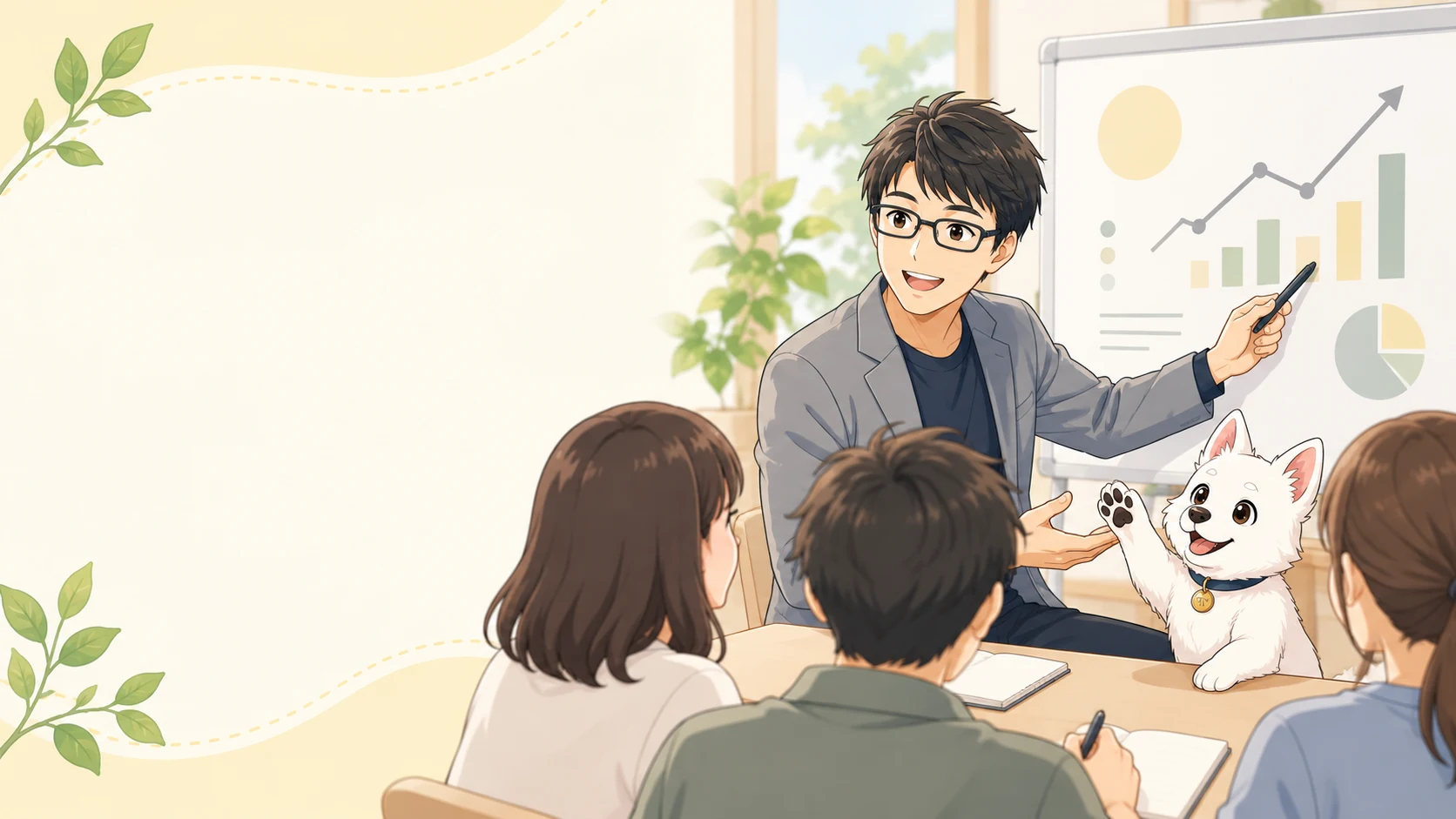 少人数で投資を学ぶスクールのイラスト
